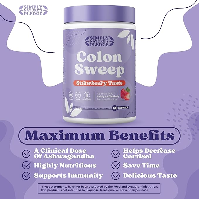 ColonSweep Psyllium Husk Powder Colon Cleanser - Vegan Gluten Free Fiber Supplement - Safe Colon Cleanse for Constipation Relief Bloating Relief &amp Gut Health -16 OZ (60 Servings)