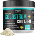 Intentionally Bare Colostrum and Collagen Powder - Bovine Colostrum Powder for Gut Health Immunity Hair Skin &amp Nails - Vanilla Bean Collagen Supplement with Biotin &amp Hyaluronic Acid - 60 Se
