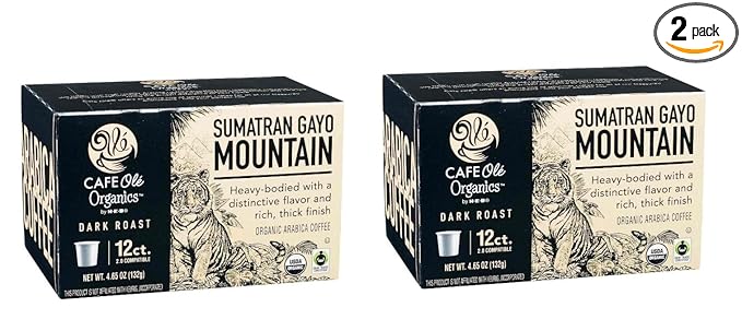 Cafe Ole HEB Single Serve Coffee Pods 12 count - 2 boxes (Sumatran Gayo Mountain)