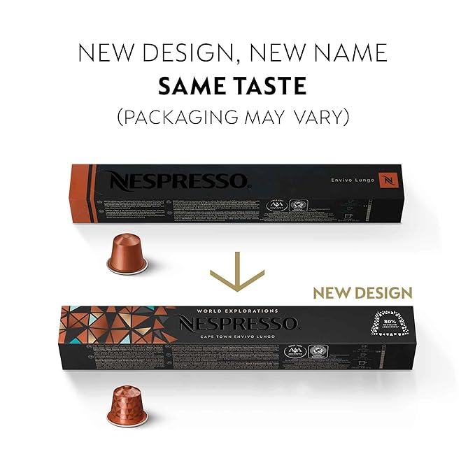 Nespresso Capsules Original Line Cape Town Envivo Lungo Dark Roast Espresso Coffee Pods 50 Count Coffee Pods