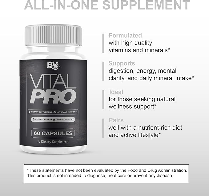 BLUE VIBE Vital Pro Capsules Premium Wellness &amp Advanced Health Management Supplement Pills Maximum Strength Daily Health &amp Overall Wellness Support 3 Pack - 180 Capsules