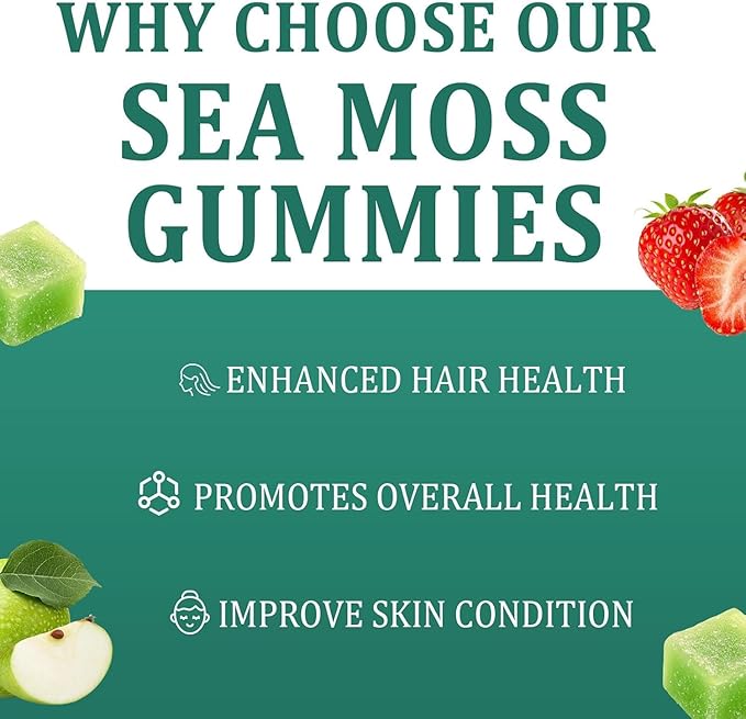 Sea Moss Gummies 16-in-1 with Bladderwrack &amp Burdock Root - Organic Irish Sea Moss Supplement for Immune Support Digestion Energy - Vegan Non-GMO 30 Chewable Gummies