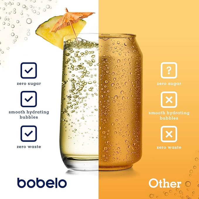 Bobelo Self Carbonating Hydration Packets | Low Calorie Drink Mix Electrolytes Powder Packets | Keto Friendly Sugar Free | Soda &amp Sparkling Water Alternative | Pineapple Coconut 30ct
