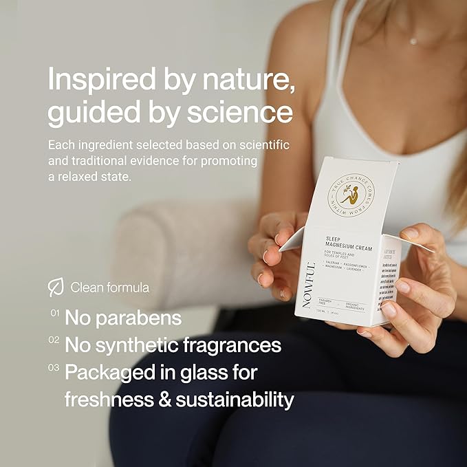 Sleep Aid Magnesium Cream - Valerian Root &amp Passionflower for Calm - Natural Night Balm for Anxiety &amp Restful Sleep - With Lavender Oil for Calm Before Bed and Evening Relaxation