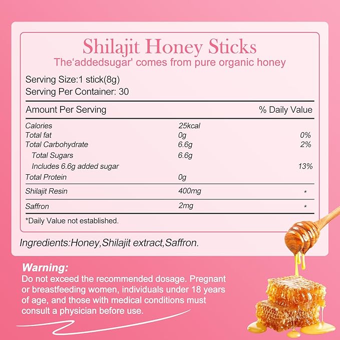 Shilajit Honey Sticks for Women Strawberry Shilajit Honeysticks with Shatavari &amp Saffron 75%+ Fulvic Acid &amp 85+ Trace Minerals for hormonal Balance &amp Energy Boost Easy Single | 30 Stick