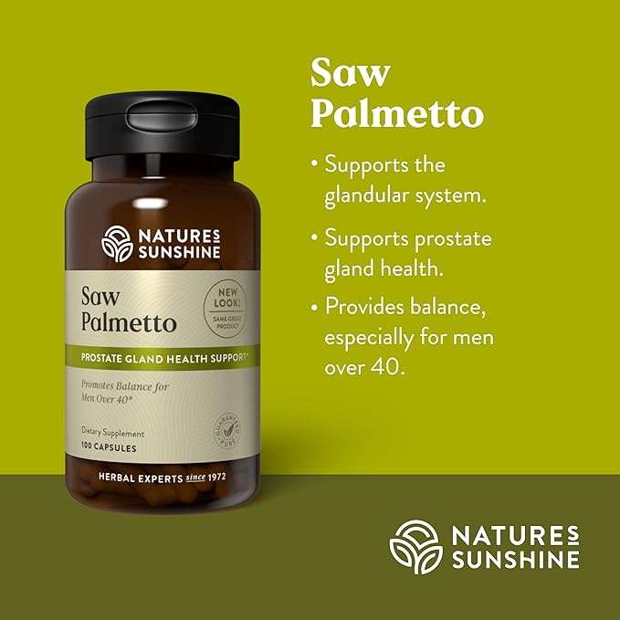 Nature's Sunshine Saw Palmetto 100 Capsules Kosher | Naturally Helps Improve Prostate Health and Helps Balance Hormones for Adult Men and Women