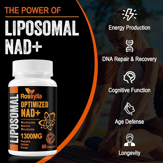 1300 MG Liposomal NAD+ Supplement | Highest Absorption | Purest NAD Supplemet to Boost NAD+ Effetively | Boosting NAD+ Supplement for Aging Defese Cellular Energy Longevity | 120 Count