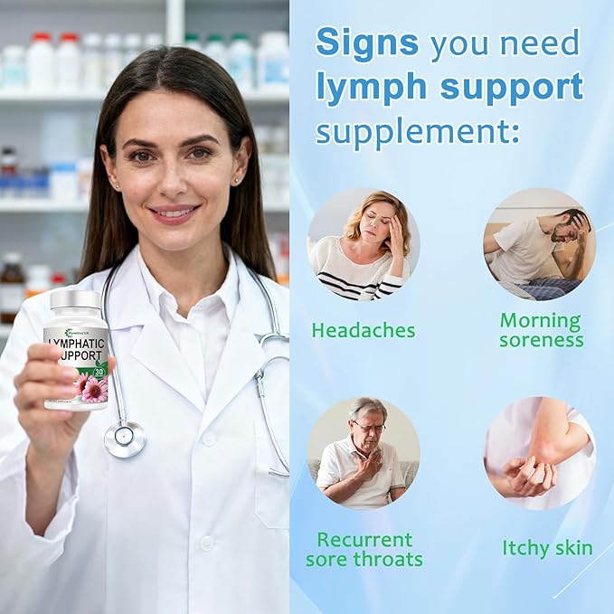 1540mg Lymphatic Drainage Supplements Lymph System Support Supplement for Women Men with Dandelion | Cleavers | Burdock | Echinacea | RutinReduce Swelling Lymphatic Cleanse &amp Detox 60 Capsules