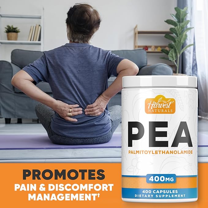 Palmitoylethanolamide Capsules | Pea 400mg | 400 Pill Count | Promotes Natural Inflammation &amp Discomfort Relief