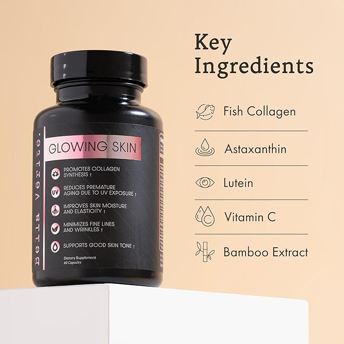 Bella Vérité Daily Collagen Supplement for Women &amp Men - Essential Vitamins for a Youthful Radiant Complexion &amp Overall Health - Support Glowing &amp Smooth Skin Reduce Wrinkles &amp Dryne
