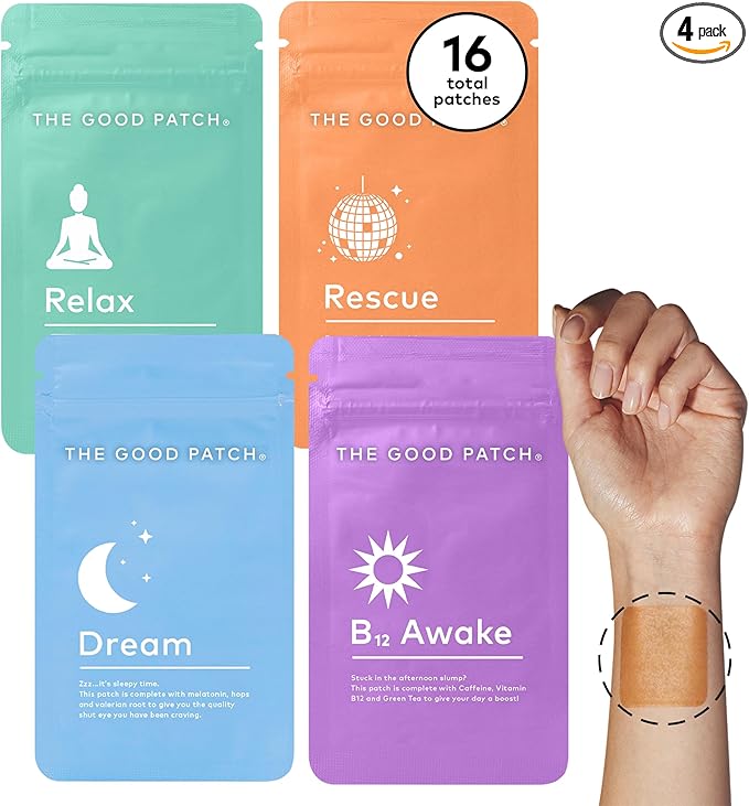 The Good Patch Most Loved Patches – Awake B12 for Energy Dream for Sleep Rescue for Recovery Relax for Calm – Plant-Powered (16 Patches)