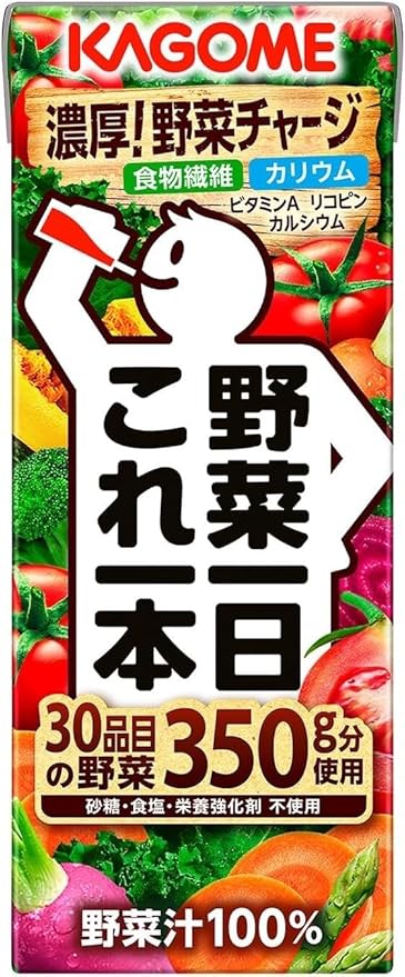 Kagome Yasai Seikatsu Vegetable Life 100 Ichinichi Kore Ippon One Bottle of Vegetables a Day 200ml (Pack of 24) Value Pack Japanese Tomato Based Mixed Vegetable Juice MADE IN JAPAN