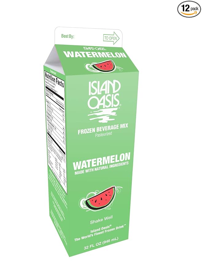 Island Oasis Watermelon Frozen Beverage Mix 32 Fluid Ounce - 12 per case.