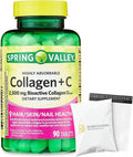 Spring Valley's Collagen + C Tablets 2500mg 90 Tablets | Collagen Plus Vitamin c | Collagen + Vitamin C 60 mg | Collagen C Spring Valley Bundle with Basket Goods Store