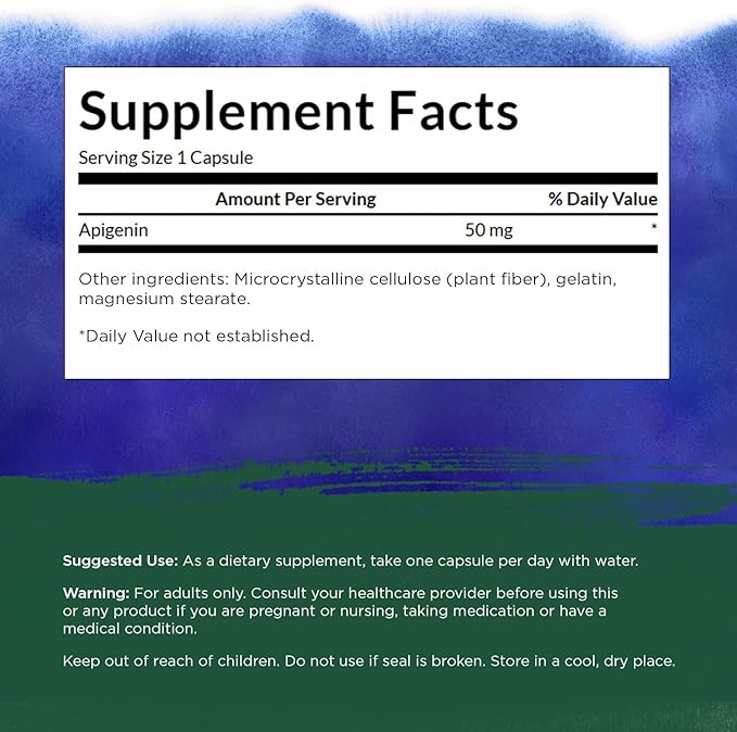 Swanson Apigenin Bioflavonoid Supplement for Adults Seeking Natural Sleep Relaxation and Stress Relief Support - 50 mg (90 Vegan Capsules 2 Pack)