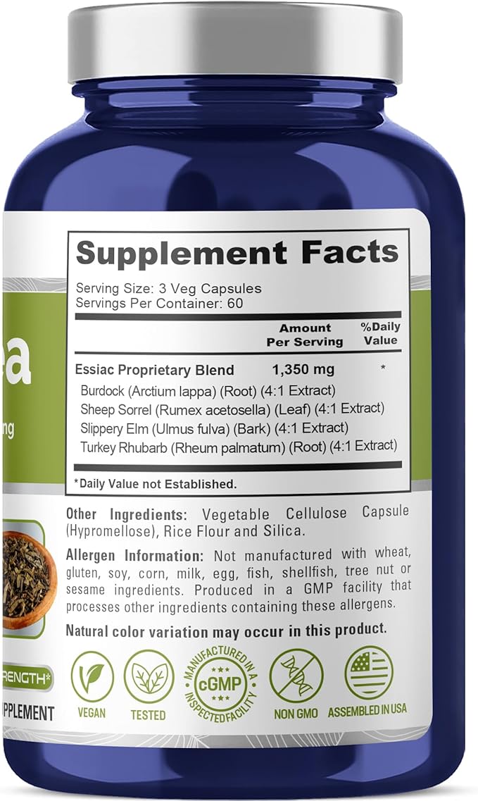 NusaPure Essiac Tea 1350 mg 180 Veggie Caps (Vegetarian Non-GMO)
