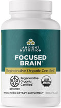 Ancient Nutrition Regenerative Organic Certified Focused Brain Capsules Made with Ginkgo Leaf Lion's Mane to Help Reduce Stress Gluten Free Paleo and Keto Friendly 90 Count