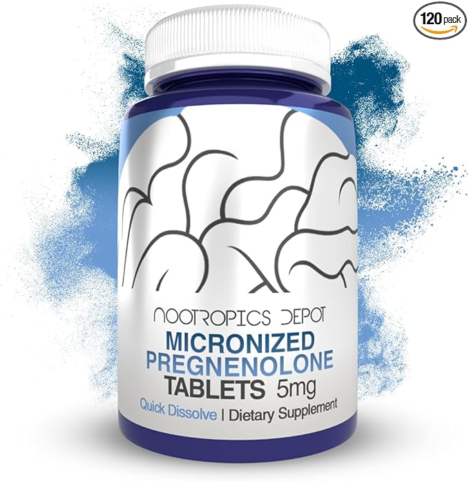 Nootropics Depot Pregnenolone Quick Dissolve Tablets | 5mg | Micronized | Mood Cognition &amp Hormone Support | 120 Count