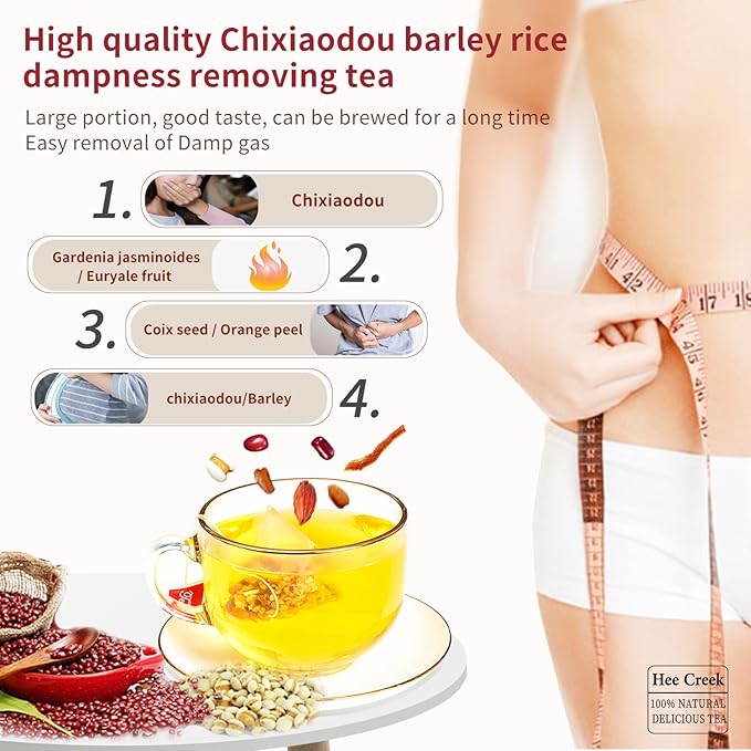 Hee Creek Red Bean Coix Seed Tea 10.58oz/300g (60 bags) Clearing DampnessChixiaodou Job tears Gardenia Orange peel Barley Gorgon fruit Buckwheat 赤小豆薏米芡实茶 祛湿茶