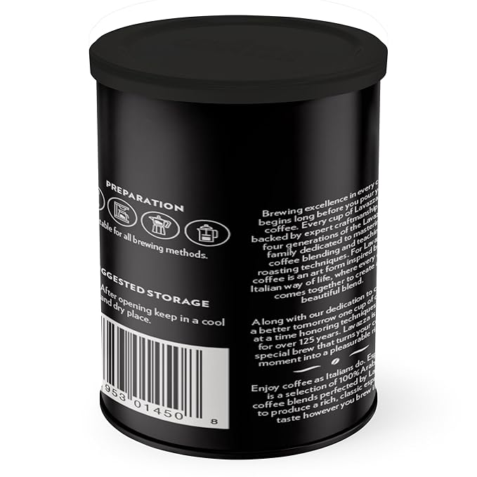 Lavazza Espresso Ground Coffee Medium Roast 100% Arabica 8 oz Tin (Pack of 4)