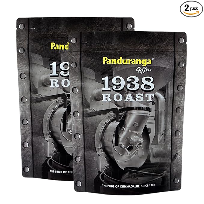 Panduranga Coffee 1938 Roast - Premium South Indian Filter Coffee Celebrating 80+ Years of Legacy Authentic Chikmagalur Blend Artfully Roasted for Rich Aroma &amp Flavor 500g (Pack of 2)