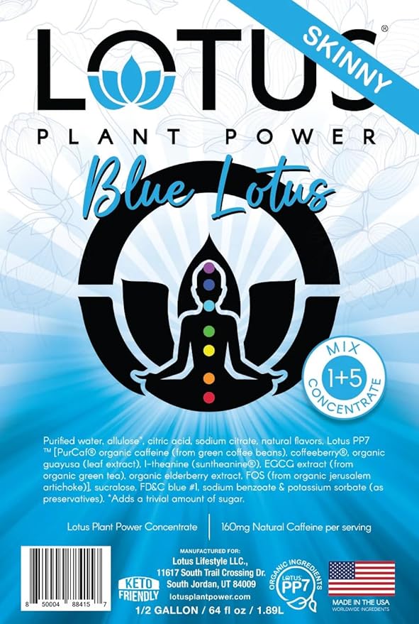 Lotus Energy Drink Concentrate 64 fl oz (Skinny White &amp Skinny Blue) Pack of 2