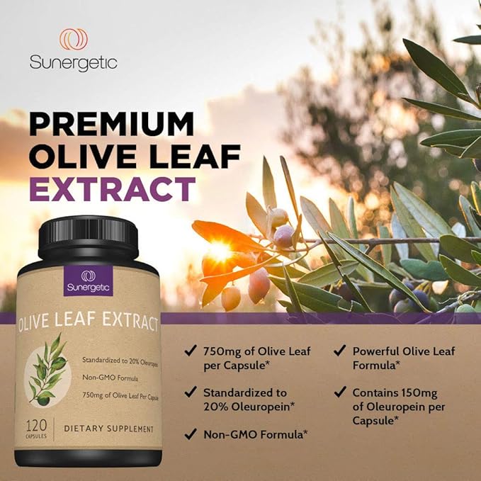 Premium Olive Leaf Extract Capsules – Standardized To 20% Oleuropein – Super Strength Olive Leaf Exact Supplement Supports Immune System &amp Cardiovascular Health – 750mg Per Capsule – 120 Capsules