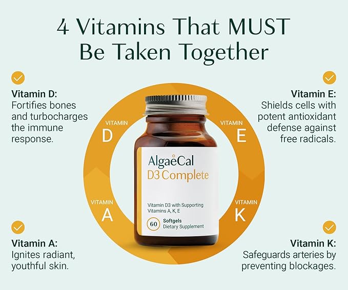 ALGAECAL Vitamin D3 &amp Collagen Bundle – Hydrolyzed Collagen Complete with Clinically-Supported Verisol Fortibone &amp Fortigel Plus Vitamin D3 K2 Complete for Enhanced Immune Support