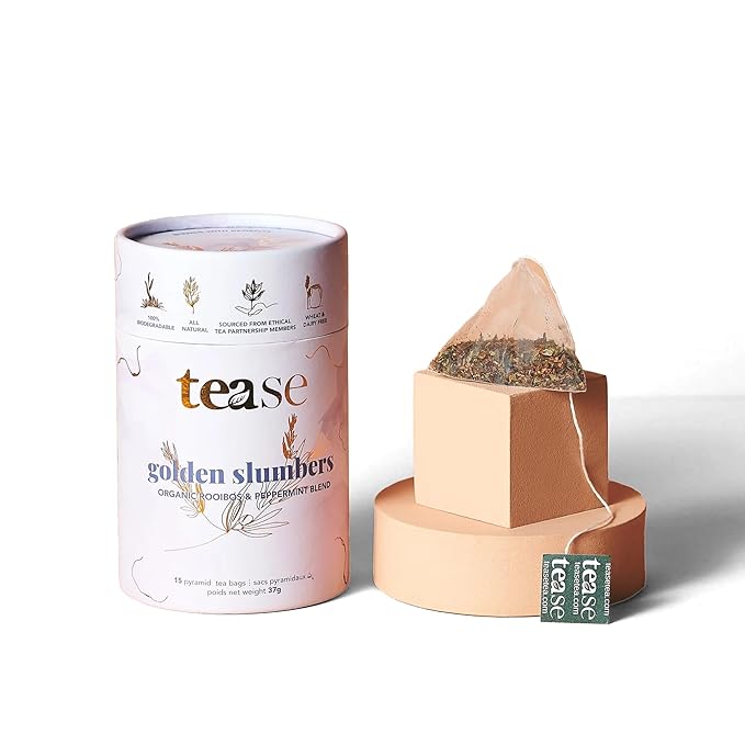 Tease Tea Herbal Sleep Tea - Golden Slumbers Calming and Relaxing Tea Best Sleep Aid Tea Caffeine Free Calming Tea Made with Rooibos Lemon and Peppermint for a Better Quality Deep Sleep