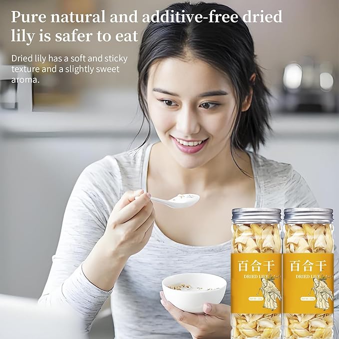 Wanhua Hall Dried lily Bulb Tea Bai He 8.5oz/240g (120g*2) Lily Bulb Pure Natural Dried Lily Buds for Cooking Chinese Sulfur-Free Food Making Porridge百合干 龙牙百合 百合