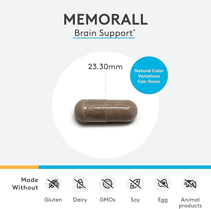 XYMOGEN MemorAll - Brain Support Supplement - Vitamins + Botanicals That Support Cognitive Function and Healthy Memory - Folate Ginkgo NAC Phosphatidylserine B12 B6 Huperzine A (60 Capsules)