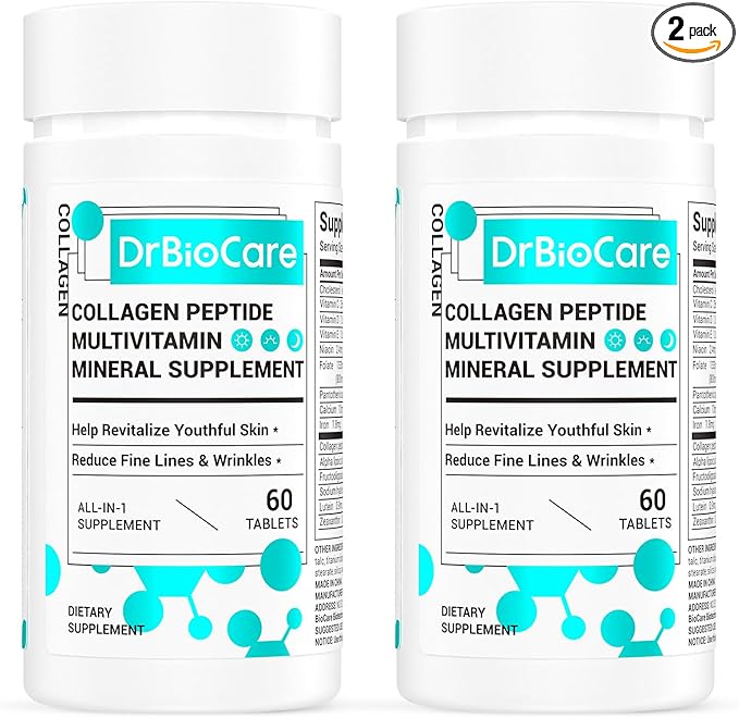 DrBioCare Collagen Peptides for Women Beauty Vitamin &amp Mineral SupplementContains Vitamin D3 Probiotics for Women &amp Collagen PeptidesVitamin B ComplexVitamin E 120 Tablets