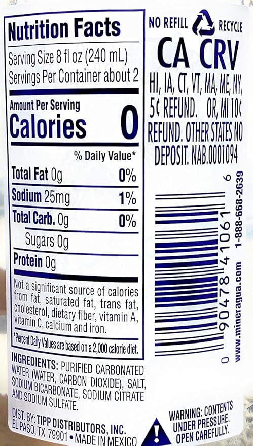 Jarritos Mineragua Sparkling Water 12.5floz (370mL) 6 Pack
