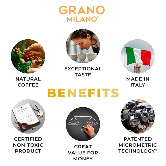 Grano Milano Supremo - 50 Espresso Pods Compatible with Nespresso Original line Dark Roast - Intensity 11/12 Coffee Capsules Made in Italy Espresso Coffee