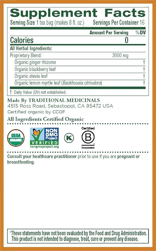 Traditional Medicinals Organic Ginger Aid Herbal Tea Promotes Healthy Digestion (Pack of 3) - 48 Tea Bags Total