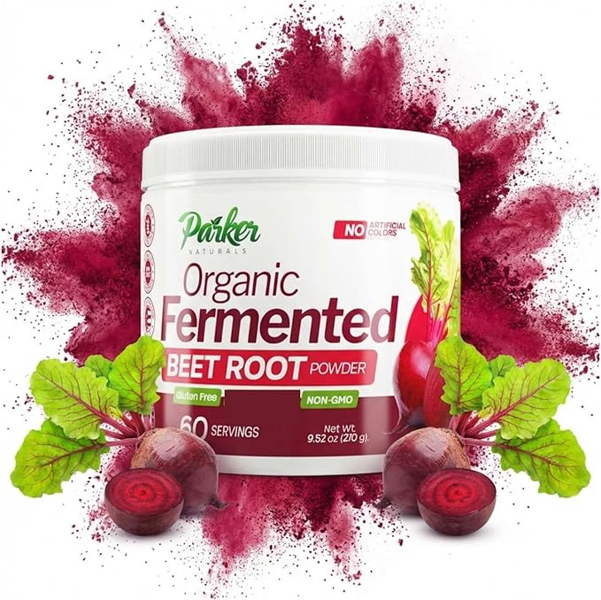 Parker Naturals Organic Fermented Beet Root Powder 9.52 oz Beet Powder Supports Healthy Immune System Gluten Free Non-GMO &amp Vegan Beets Supplements 60 Servings