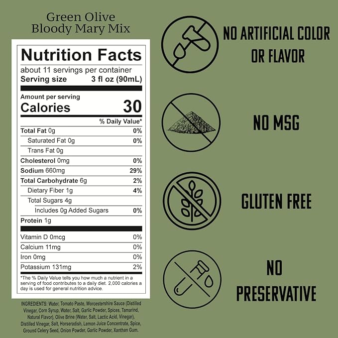 SPOOKY - Bloody Mary Mix Variety Pack - Featuring Dill Pickle &amp Green Olive - No Artificial Color or Flavor - No Preservative Low Carb Low Calorie &amp Gluten Free - 32 Oz (Pack of 2)