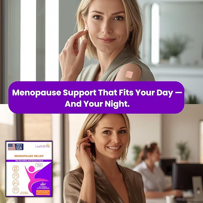 Menopause Relief and Melatonin Sleep Patch Bundle - 2 Packs - Hot Flashes Night Sweats Mood Swings Relief Plus Restful Sleep Patches - 30 Day Supply Per Pack (60 Patches) - USA Made by Live To Shine