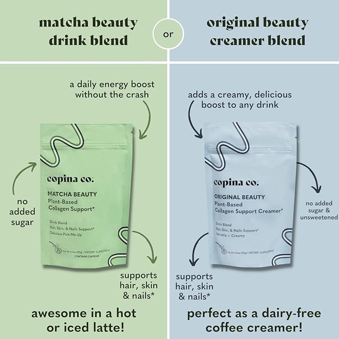 Copina Co. Original Vegan Collagen Booster Creamer Mix: Plant Based Collagen Support Smoothie Drink Vegan Creamy Blend | Original Flavor | 3 Bags - 25 Servings per Bag