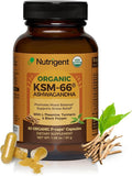 USDA Organic KSM-66 Ashwagandha 600mg with Organic L-Theanine Turmeric &amp Black Pepper Supports Calm Focus Relaxation &amp Overall Well-Being 60 Capsules