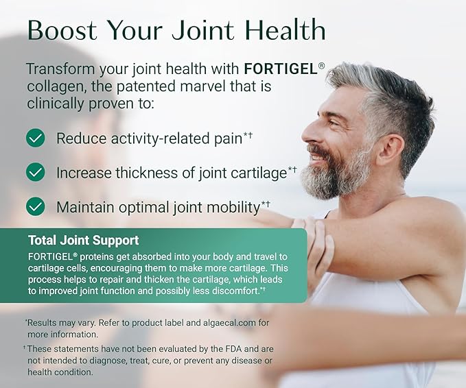 ALGAECAL Collagen - 4 Clinically-Supported Peptides VERISOL® FORTIGEL® UC-II® FORTIBONE® Anti-Aging Hydrolyzed Collagen Powder 3 Packs Made in USA