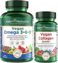 Purity Products Bundle - Vegan Omega 3-6-9 (180 ct)+ Vegan Collagen Builder Omega 3-6-9 (“5 in 1” Plant-Based Omega Essential Fatty Acid) - Vegan Collagen Builder (w/Key Plant-Based Ingredients)