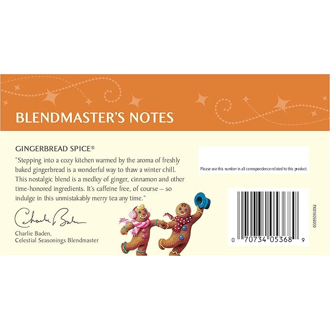 Celestial Seasonings Herbal Tea Gingerbread Spice 18 tea bags (Pack of 6)