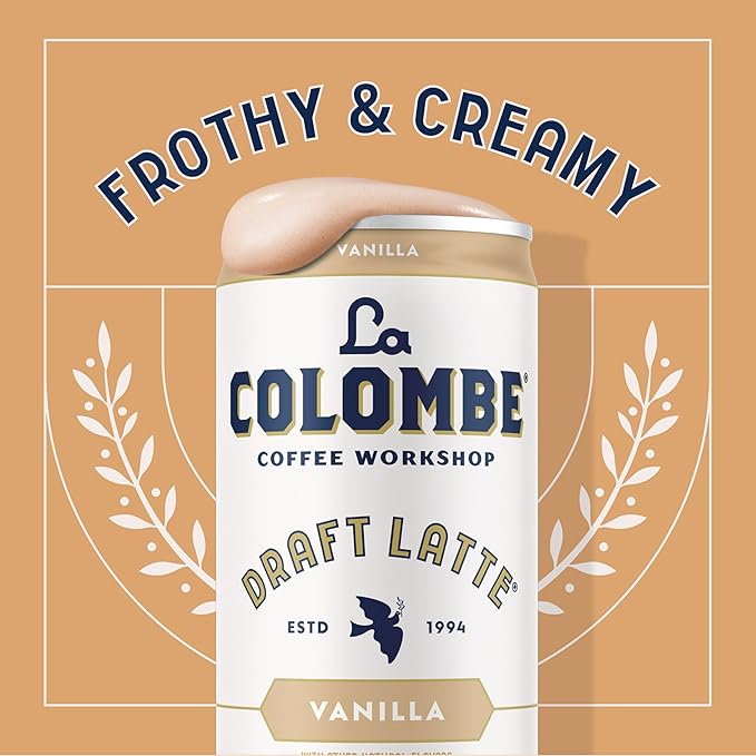 La Colombe Coffee Vanilla Draft Latte 11 fl oz Cans (Pack of 12) Coffeehouse Quality Cold Brew Specialty Grade Coffee Beans Ready-to-Drink On-the-Go