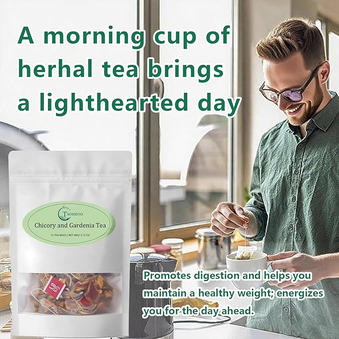 Chicory and Gardenia Herbal Tea Bags (12 Count) – Caffeine Free Sugar Free Botanical Tea with Honeysuckle Licorice &amp Tangerine Peel – Vegan Naturally Soothing Daily Herbal Blend (2pcs)