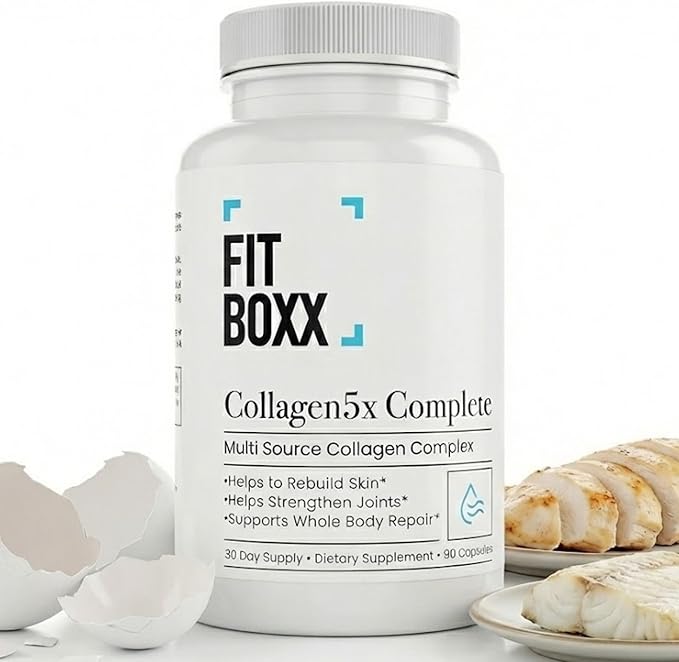 Collagen5X Complete | Multi-Source Collagen Types I II III V &amp X | Skin Joint Hair &amp Bone Support | 90 Capsules