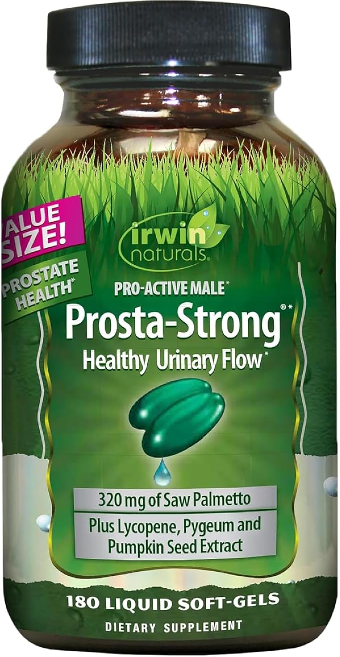 Irwin Naturals Prosta-Strong - 180 Softgels - Prostate Health Support with Saw Palmetto Lycopene &amp Pumpkin Seed - Supports Urinary Flow
