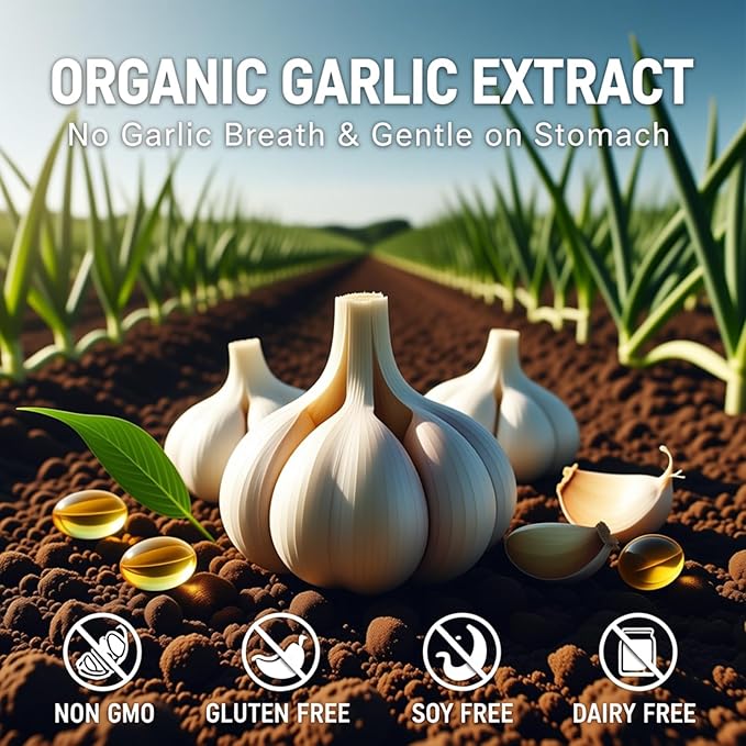 Elare Aged Garlic Extract 7500mg Organic Garlic Capsules Supplement Potent Heart &amp Immune Support Supplement Non-GMO Odorless Formula 300 Softgels (1)
