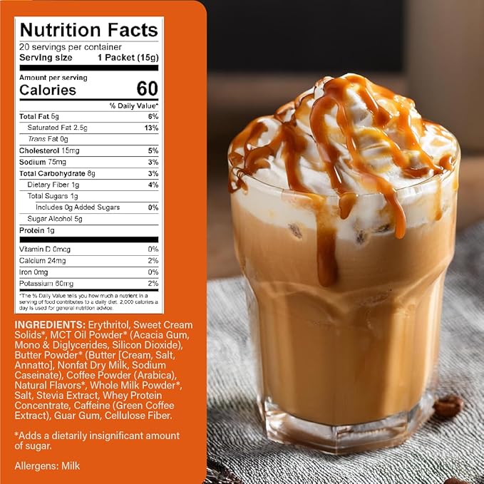 The Frozen Bean - Caramel Macchiato Keto Instant Coffee Mix with Low Sugar MCT Oils Skinny Coffee Weight Loss Improves Focus and Energy Increase Metabolism for Women Belly Fat - 20 Single Sticks
