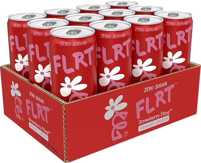 FLRT Energy Strawberry Fling Clean Energy Energy Drink 12 Fl Oz (Pack of 12)